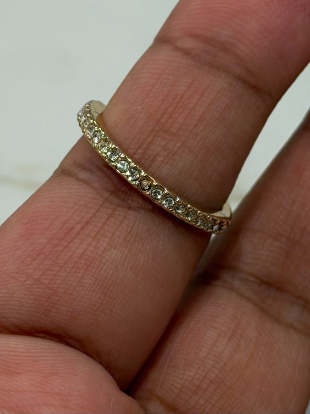 Gold Tone Rhinestone Eternity Band Ring Size 7
